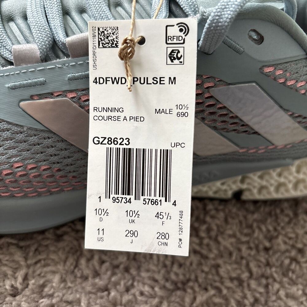 Adidas 4DFWD Pulse Magic Grey Silver Metallic Turbo Sneaker GZ8623 Men's Size 11 - Picture 5 of 6